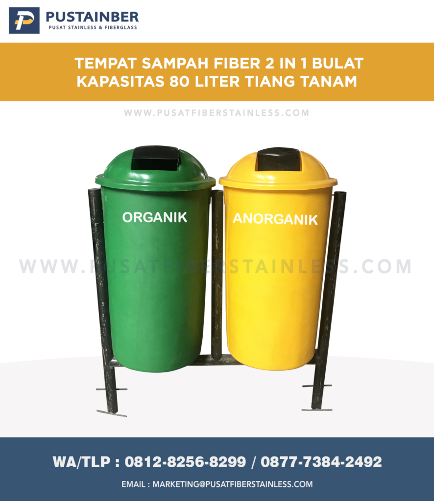 Tong Sampah Fiber Bulat 2 IN 1 80 Liter