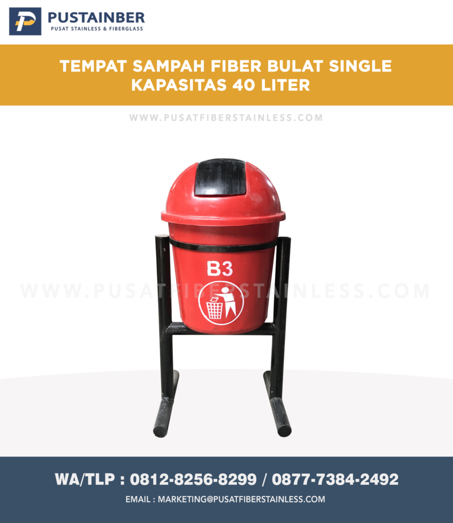Tong Sampah Fiber Bulat Single 40 Liter