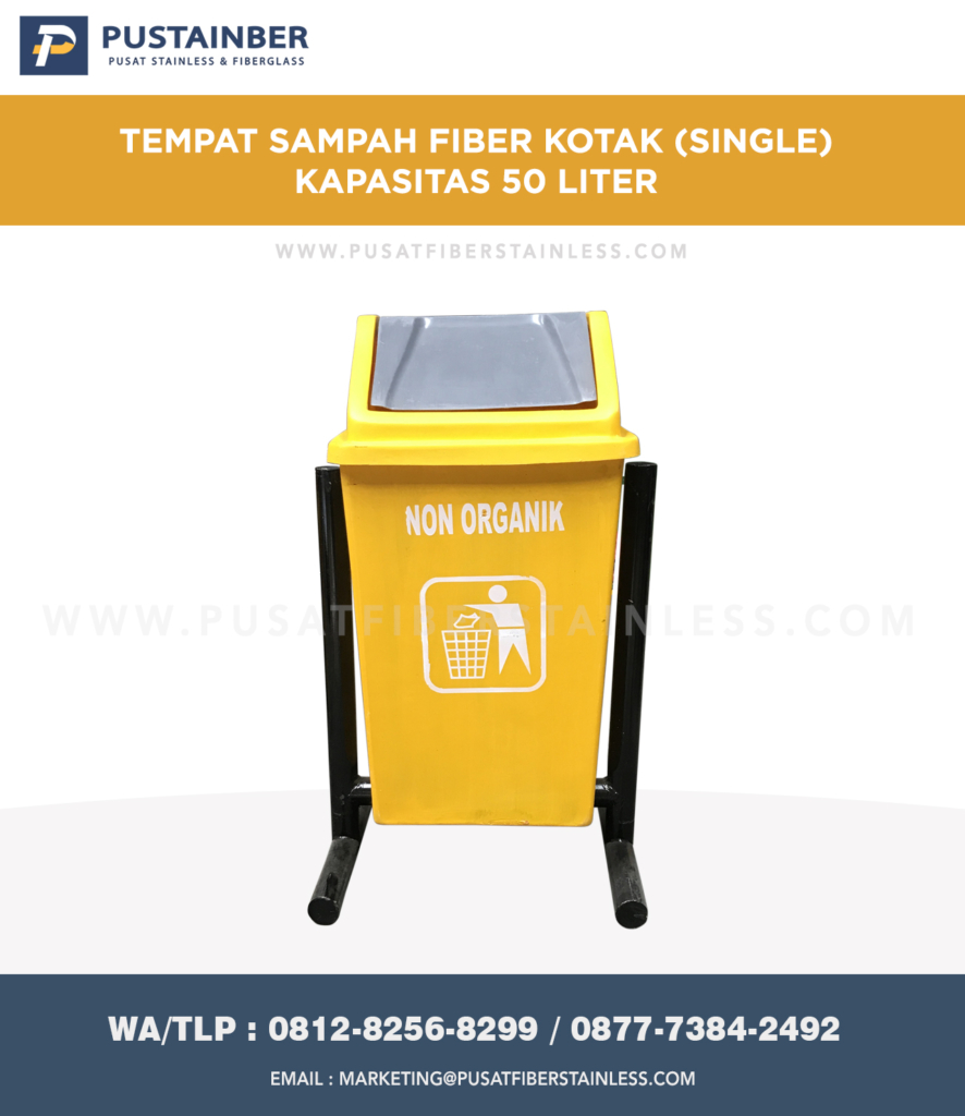Tong Sampah Fiber Kotak Single 50 Liter